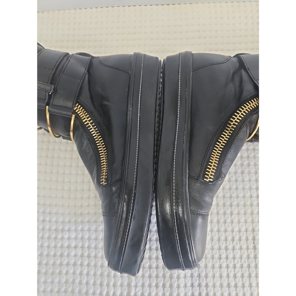 Giuseppe Zanotti Black Leather High Top Boot Sneakers Gold Zipper EU 43 - Picture 10 of 15